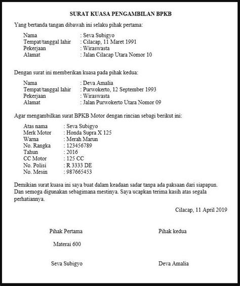 Please copy and paste this embed script to where you want to embed. Contoh Surat Kuasa Pengambilan BPKB Mobil & Motor Yang ...