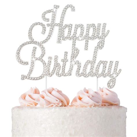 Buy Happy Birthday Cake Topper Premium Silver Metal Happy Birthday