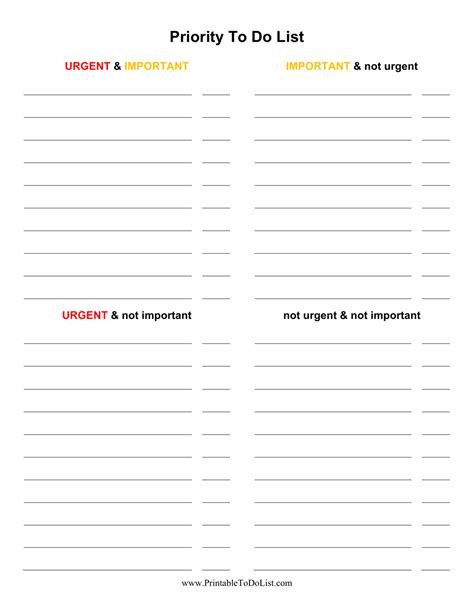 Printable Prioritized To Do List Template Printable Templates