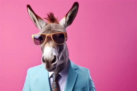 Premium Ai Image Stylish Cool Donkey In Sunglasses Business Suit And