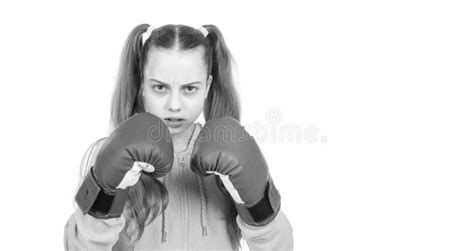 She Will Fight Concentrated Kid Punching Fist To Fight Teen Girl In