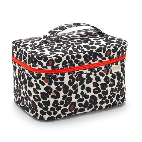 Edie Vanity Case Lauren Folding Makeup Bag Set In Leopard Tan In