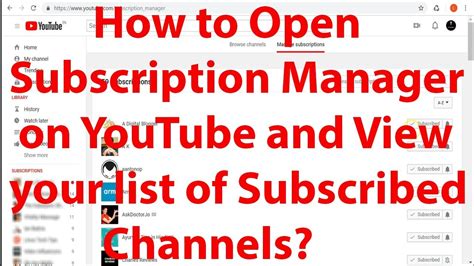 How To Open Subscription Manager On Youtube And View Your List Of