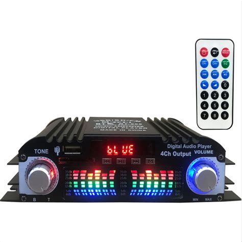 V Car Mini HIFI Digital Bluetooth Audio Power Amplifier Four Channel
