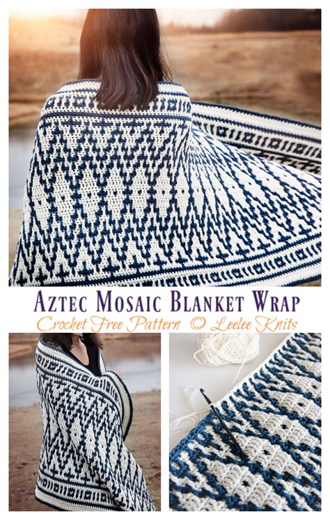 Aztec Mosaic Blanket Wrap Crochet Free Pattern Crochet And Knitting
