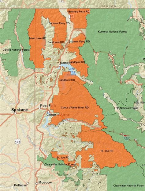 A Map Of Idaho Panhandle National Forest In Idaho Montana And
