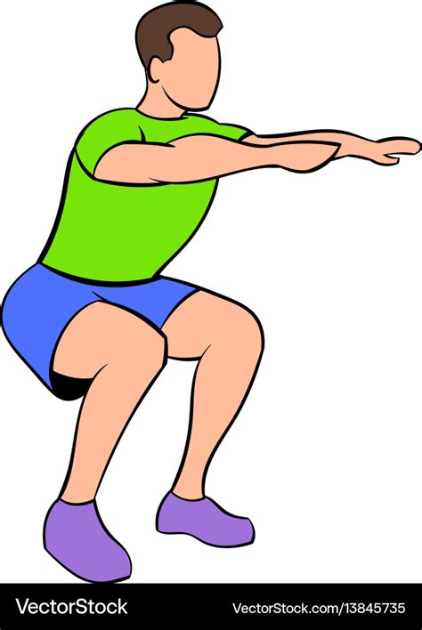 Men Doing Squats Icon Cartoon Royalty Free Vector Image
