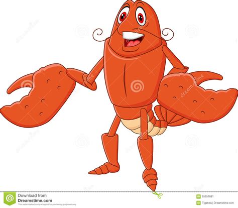 Cartoon Happy Lobster Presenting On White Background Stock Vector