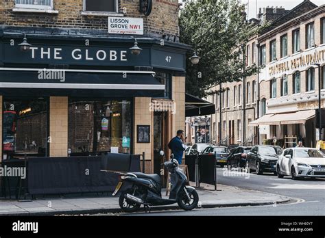 London Uk July 18 2019 Man Outside The Globe Pub In Marylebone A