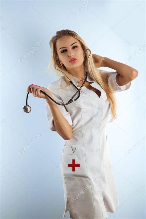 Photo Of Sexy Blonde Nurse With Stethoscope Stock Photo By