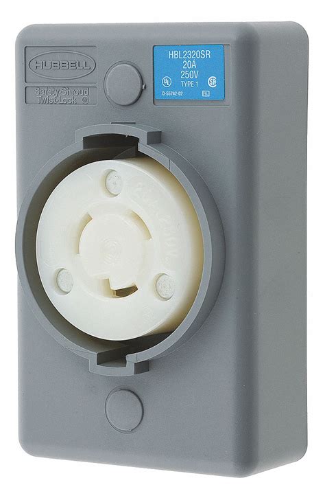Hubbell Wiring Device Kellems Gray Locking Receptacle 20 Amps 250v Ac