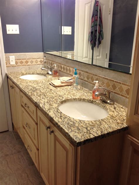 Bathroom Granite Countertop With Tile Backsplash Countertops Ideas