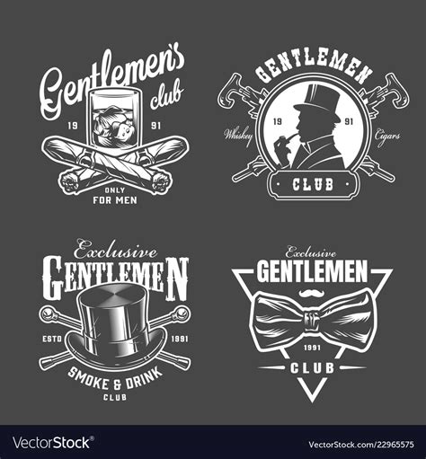 Vintage Gentleman Logos Collection Royalty Free Vector Image