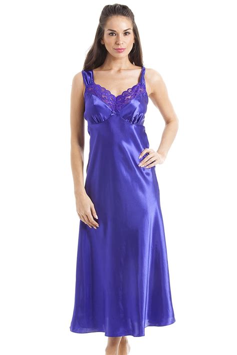 Luxury Long Purple Lace Satin Chemise Satin Dress Long Night Gown
