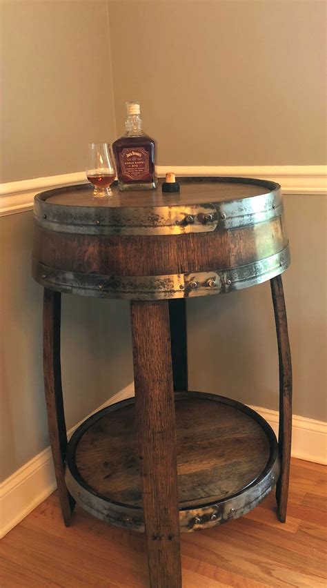 whiskey barrel pub table handcrafted from a whiskey barrel etsy