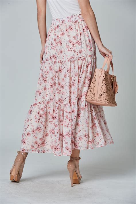Daelyn Romantic Tiered Long Floral Skirt Metrojaya Online Shop
