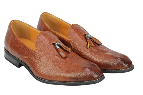 Mens Vintage Style Tassel Loafers Snake Print Leather Lined Slip On Shoes EBay