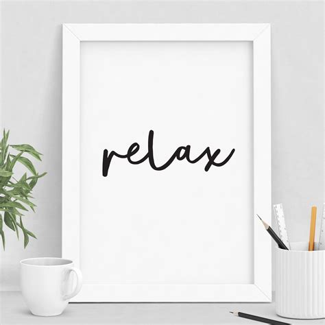 Relax Black And White Typography Print Typography Prints