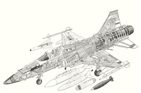 Northrop F Tigershark Cutaway Drawing In High Quality