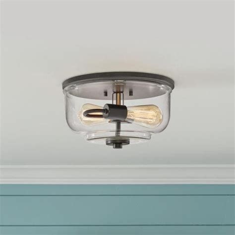 Home Decorators Collection Knollwood 12 In 2 Light Blackened Bronze Industrial Flush Mount With