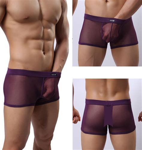 Mens See Through Underwear Sexy Mesh Pants Transparent Boxer Underpant M Xxl Ebay