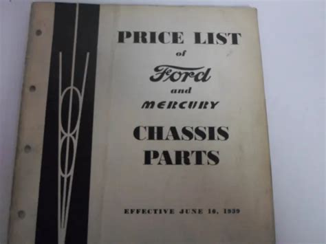 Price List Of Ford And Mercury Chassis Parts Effective June