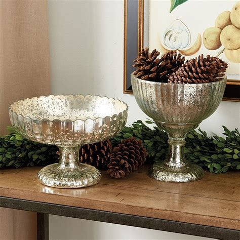 Mercury Glass Pedestal Bowl Ballard Designs White Christmas Decor