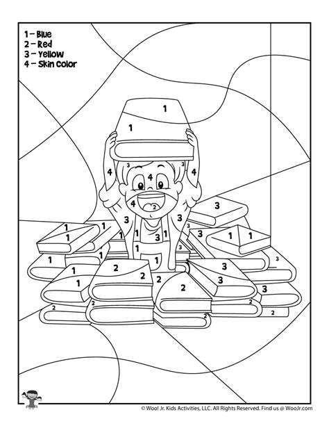 Library Books Back To School Color By Number Woo Jr Kids Activities