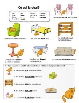 French Preposition Practice By Chez Galamb French Resources TPT