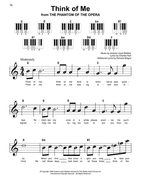 Phantom of the opera wishing you were somehow here again sheet music for piano. Think Of Me (from The Phantom Of The Opera) Sheet Music ...