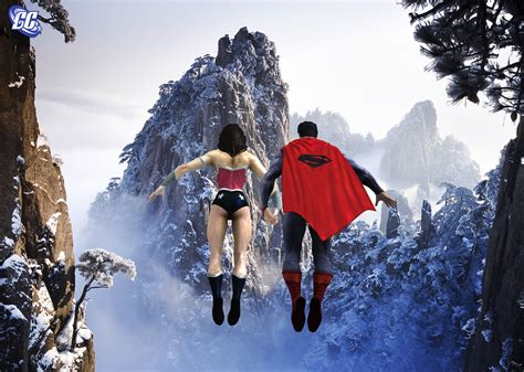 Gabe Curly Gallery Superman And Wonder Woman Flying Together