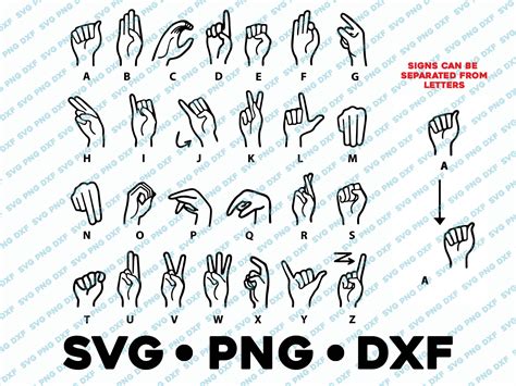 American Sign Language Alphabet Svg Png Dxf Cut File Cricut Etsy
