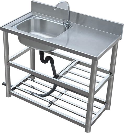 Free Standing Catering Sink Left Sink 304 Stainless Steel Sink Single