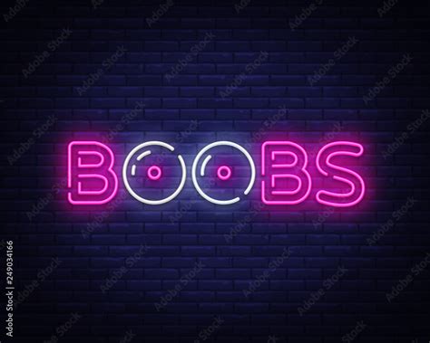 Boobs Neon Text Vector Design Template Boobs Neon Logo Sex Shop