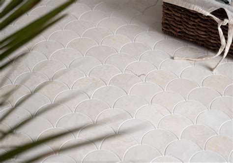 White Emperador Honed Marble Scallop Shell Mosaic Tiles Fast Delivery