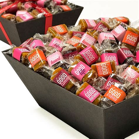 The most popular valentine's day gift is chocolate. Valentine gift basket full of all-natural caramel wrapped ...