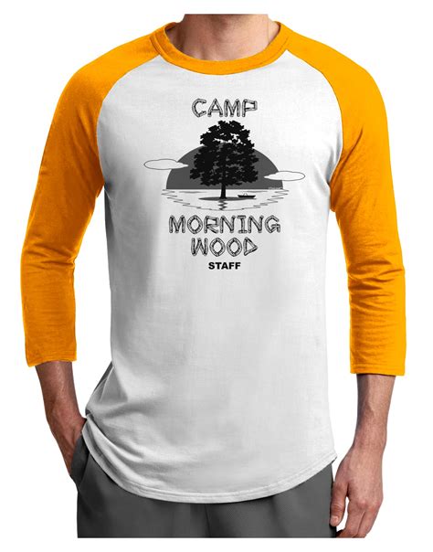 Camp Morning Wood Staff Bandw Adult Raglan Shirt Davson Sales