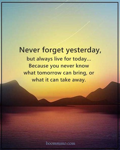 Inspirational Quotes Motivation Never Forget Yesterday But Always Live