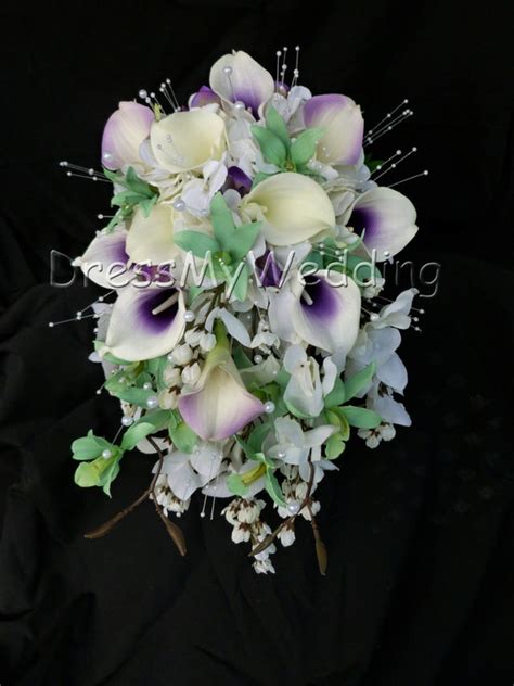 Calla Lily Orchid Cascading Bouquet Mint By DressMyWedding On Etsy