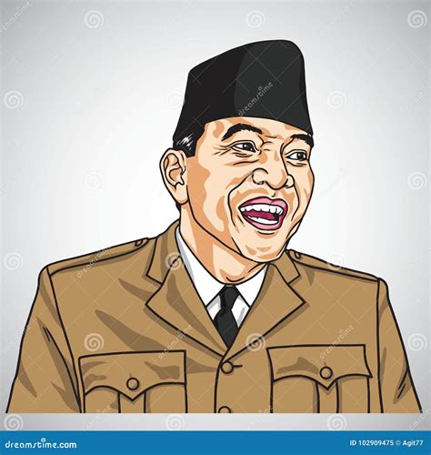 Soekarno The First President Of Republic Of Indonesia Vector Portrait