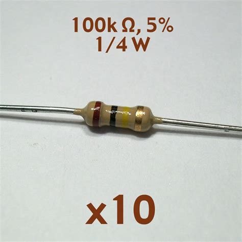 100k Ohm 5 14 Watt Axial Resistor 10 Pcs Nos