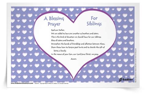 A Blessing Prayer For Siblings Prayer Card Download Sadlier Religion