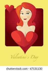 Valentines Day babe Sexy Woman Naked vector de stock libre de regalías Shutterstock