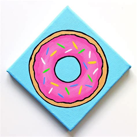 Donut Pop Art Painting On Miniature Canvas Wall Art For Etsy