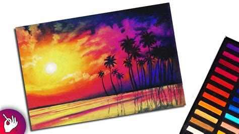 How To Draw Scenery Of Sunset With Soft Pastels Youtube