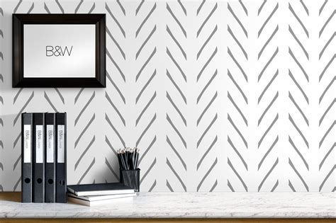 Peel And Stick Herringbone Wallpaper Black And White Wall Etsy