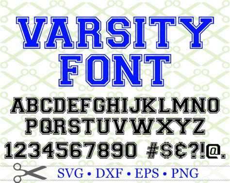 Varsity Svg Font Cricut And Silhouette Files Svg Dxf Eps Png