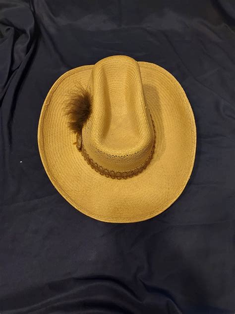 Vintage Stetson Straw Western Hat Etsy