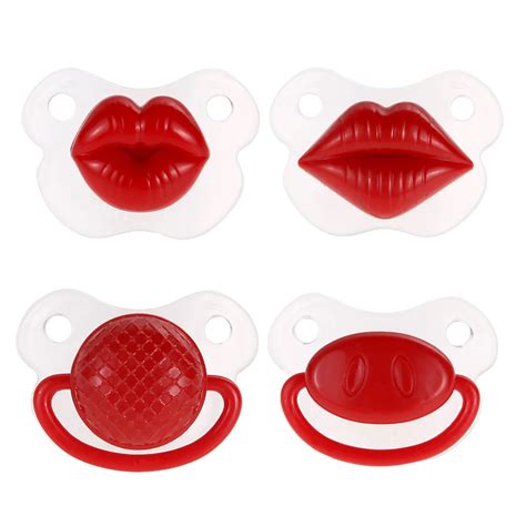 Funny Silicone Baby Pacifier Red Lip Teeth Mouth Infant Dummy Soother