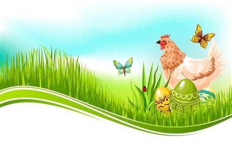Premium Vector Easter Vector Template Of Paschal Eggs And Chicken